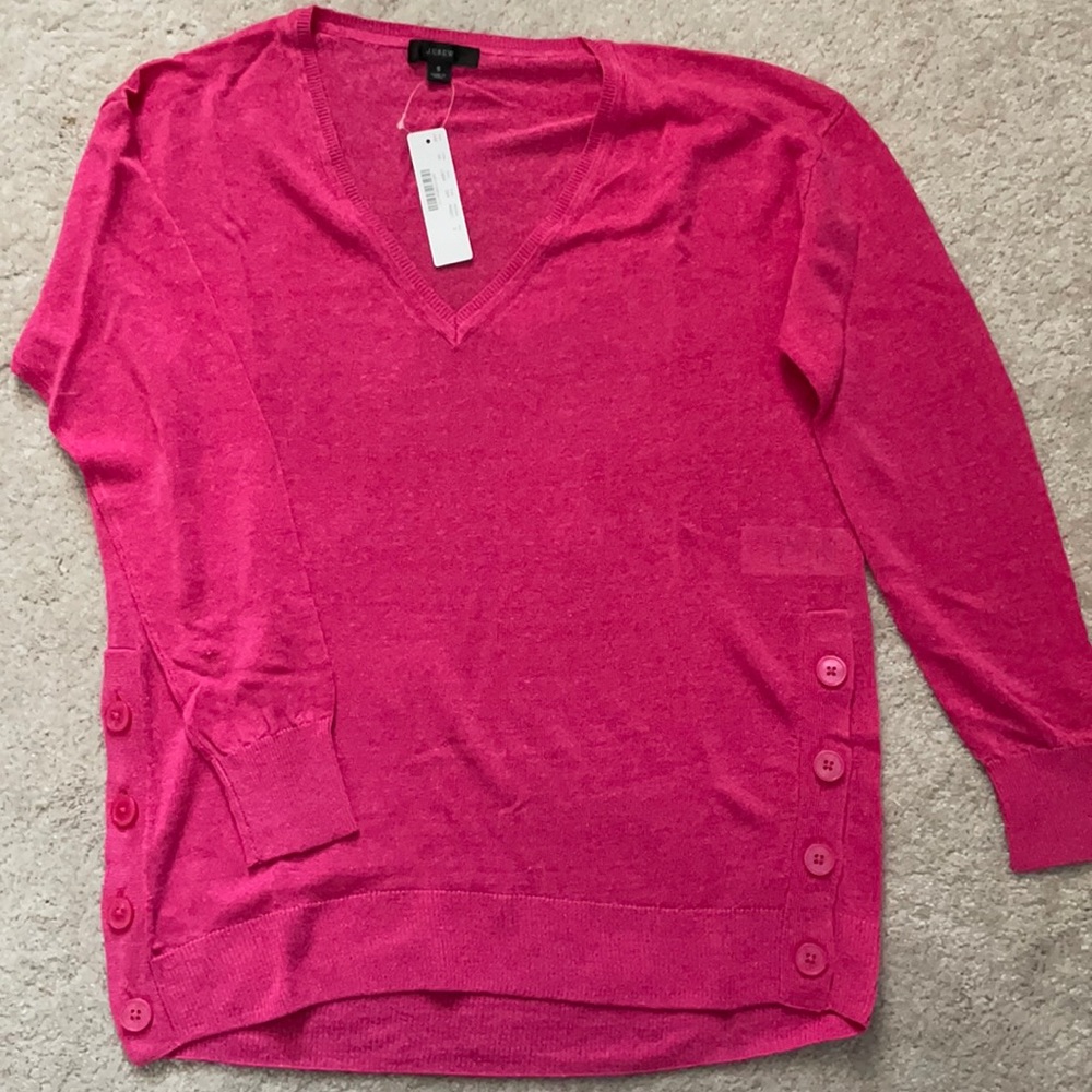 BNWT J Crew V-Neck Sweater with Side Buttons, Small
